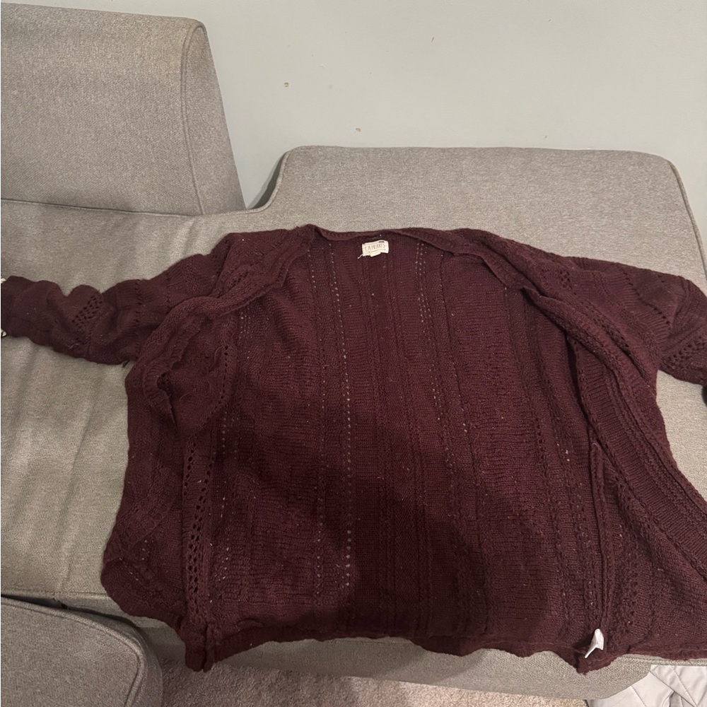 La Hearts Deep Burgundy Cardigan
